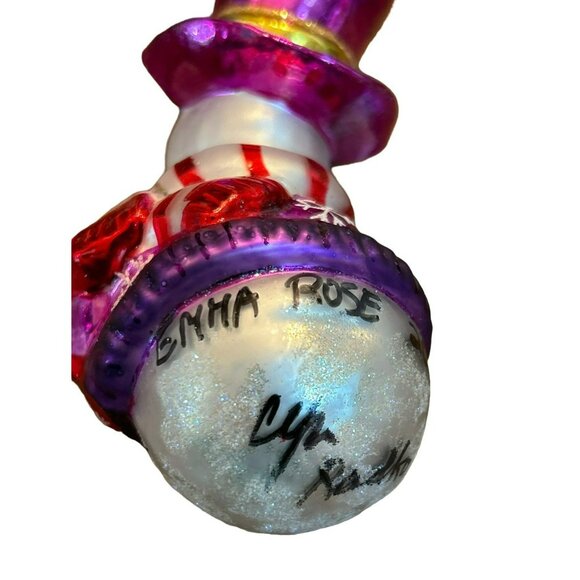 Christopher Radko Pink Love Snowman Christmas Ornament 5” RARE Signed - Picture 3 of 3